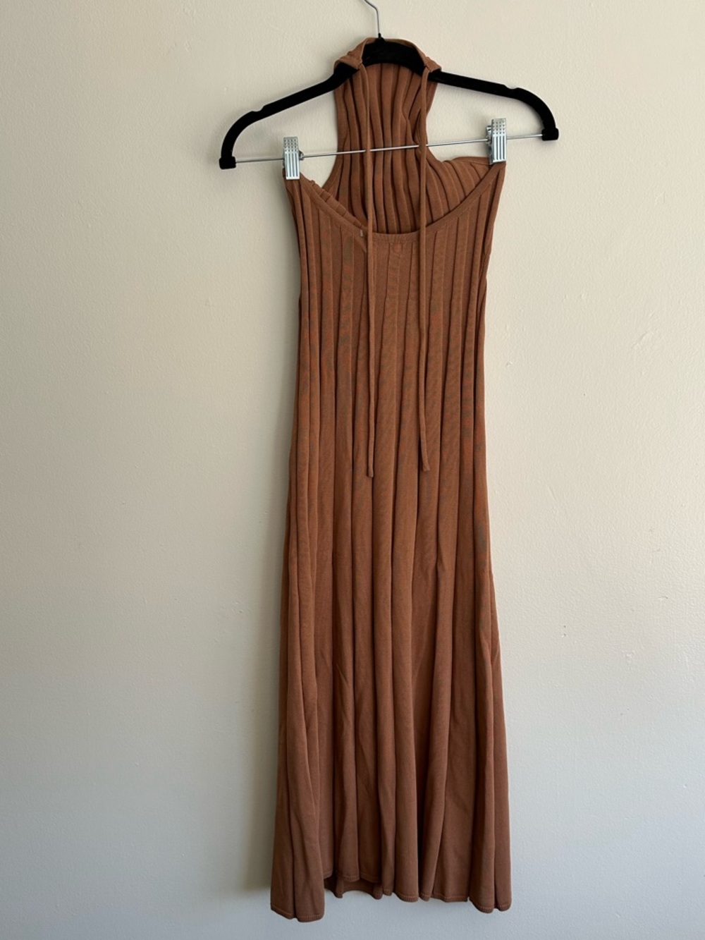 Meshki Ribbed Halter Midi Dress in Camel - Picture 4 of 8